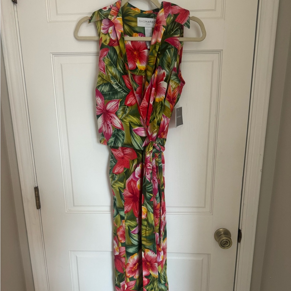 Sag harbor tropical print midi wrap dress size 10